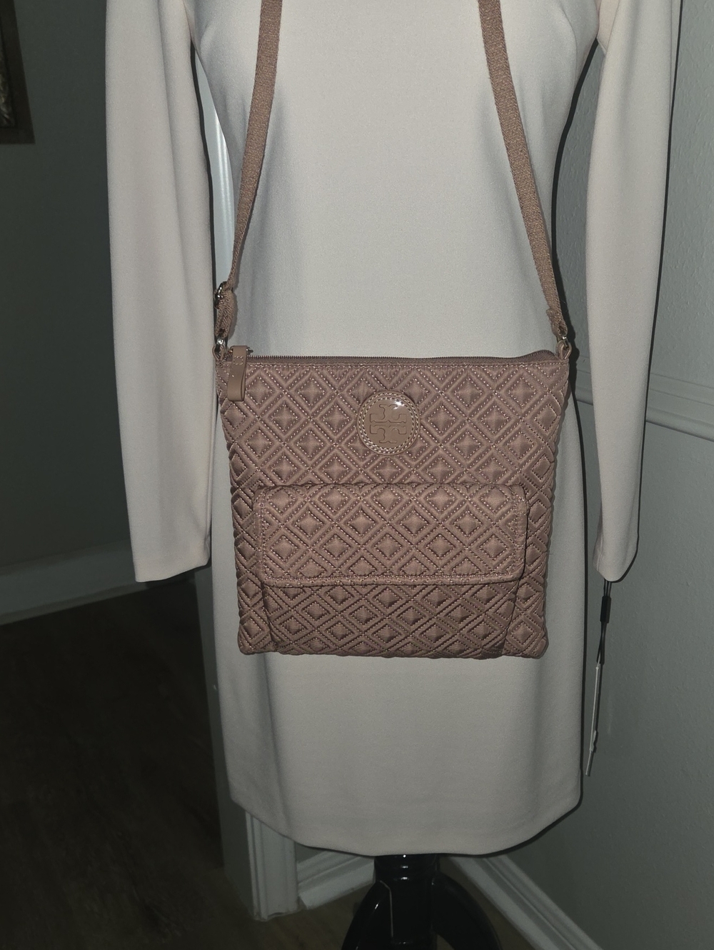 Tory Burch Quilted Crossbody Shoulder Bag Marion Collection, in Dusty Rose